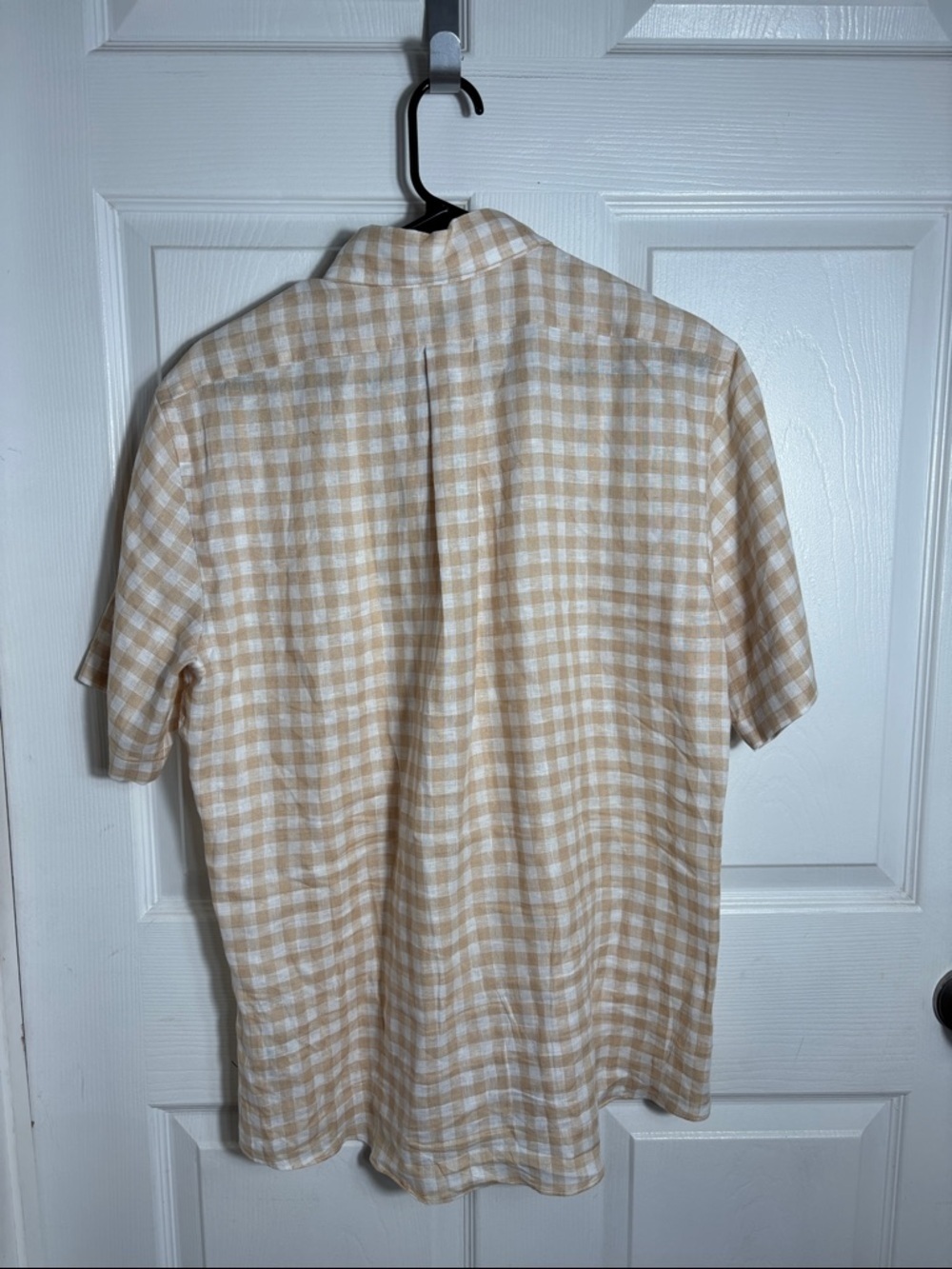 Brooks Brothers Regent Fit Linen Shirt Size Medium Beige Check - Picture 7 of 8
